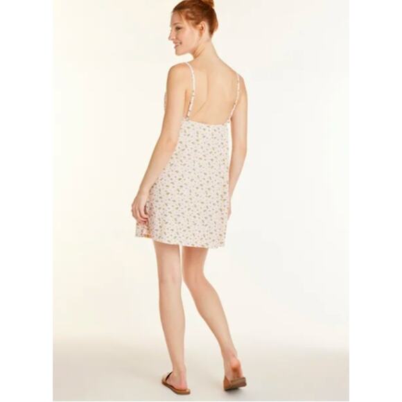 NO BOUNDARIES, Junior Pucker floral sleeveless babydoll dress cream XXL Y2K 90's - Picture 2 of 8